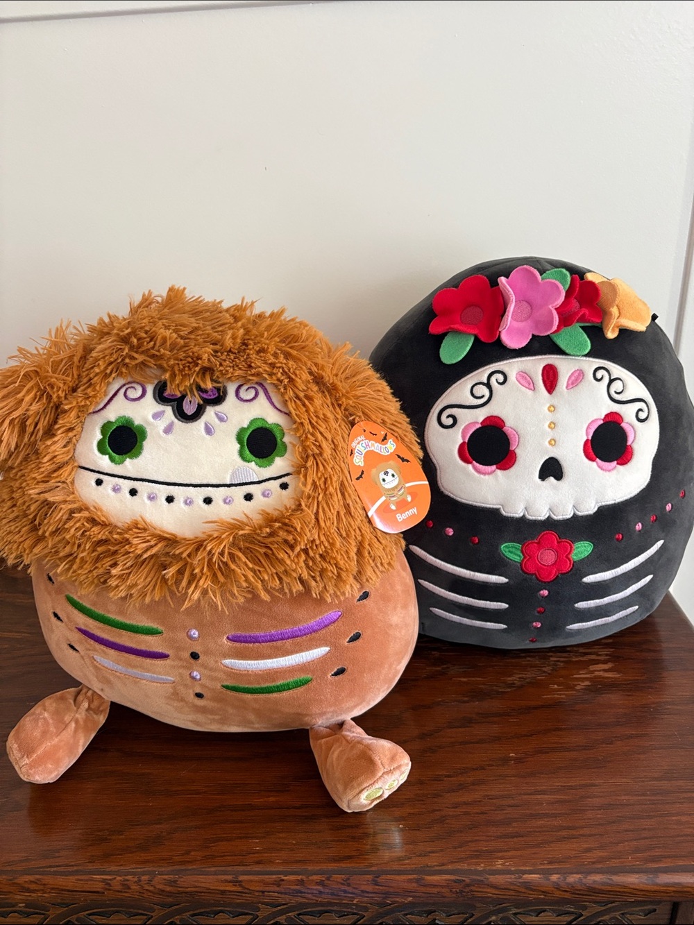 (2) Day of the Dead Squishmallows Benny Bigfoot  & Anessa Sugar Skull 2022 12”